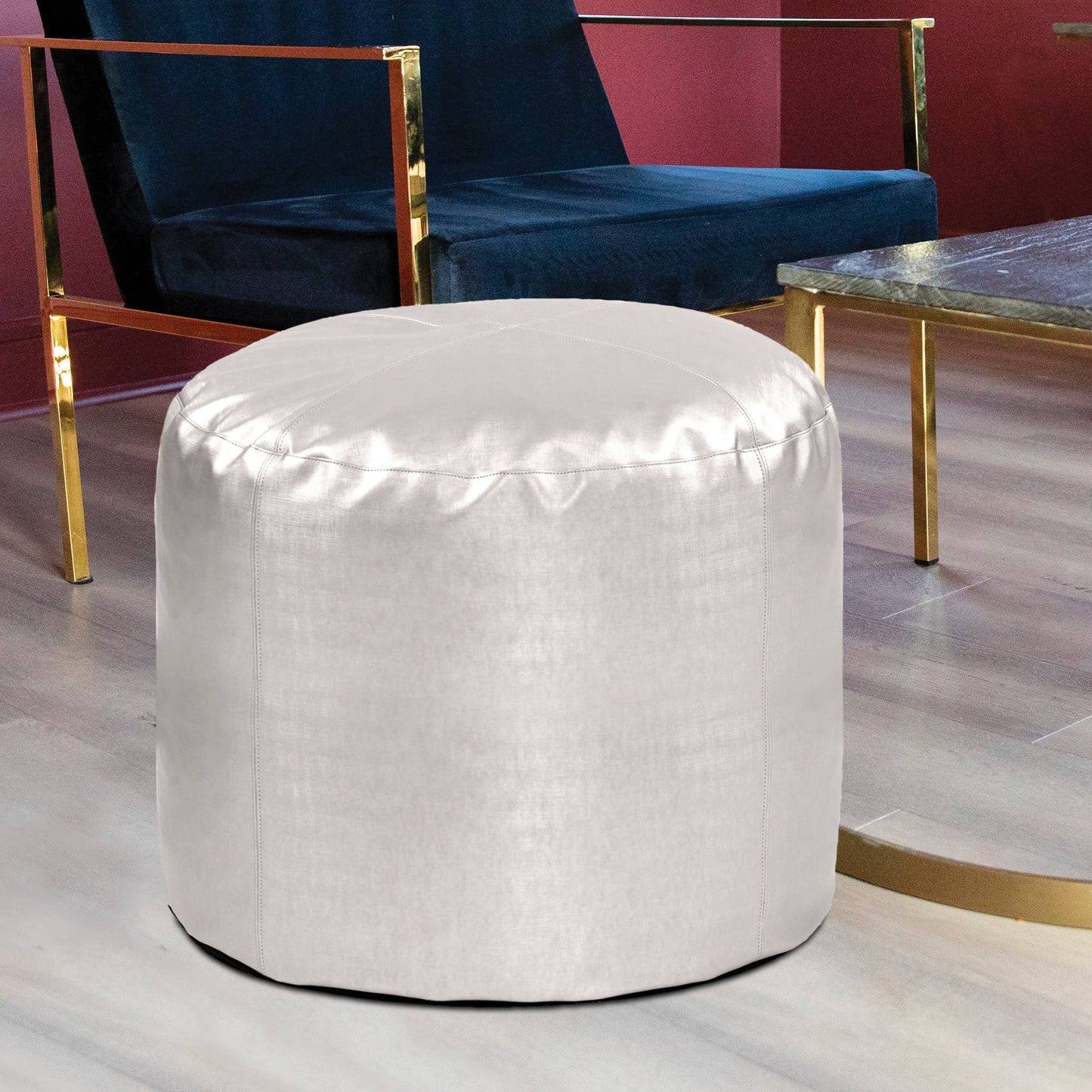 Tall Pouf Luxe Mercury Round