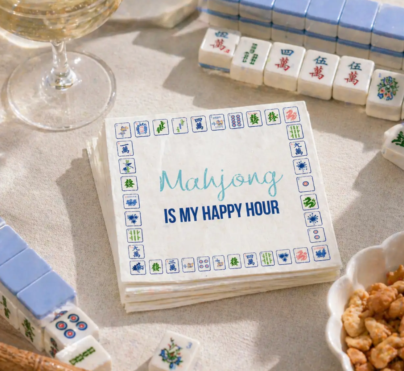 Linen-Feel Cocktail Napkins, Mahjong Assorted
