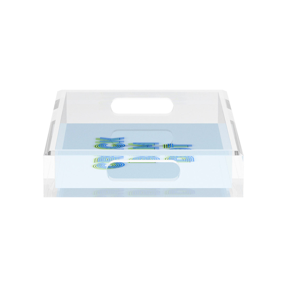 Mahjong Crack Bam Dot Blues Celery Acrylic Rectangle Decorative Tray