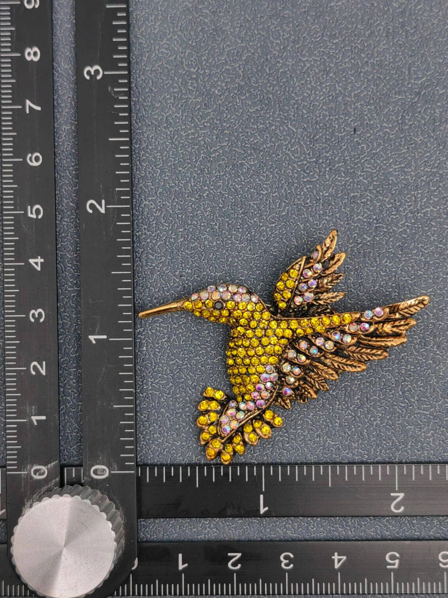 Multi-color Rhinestone Hummingbird Brooch
