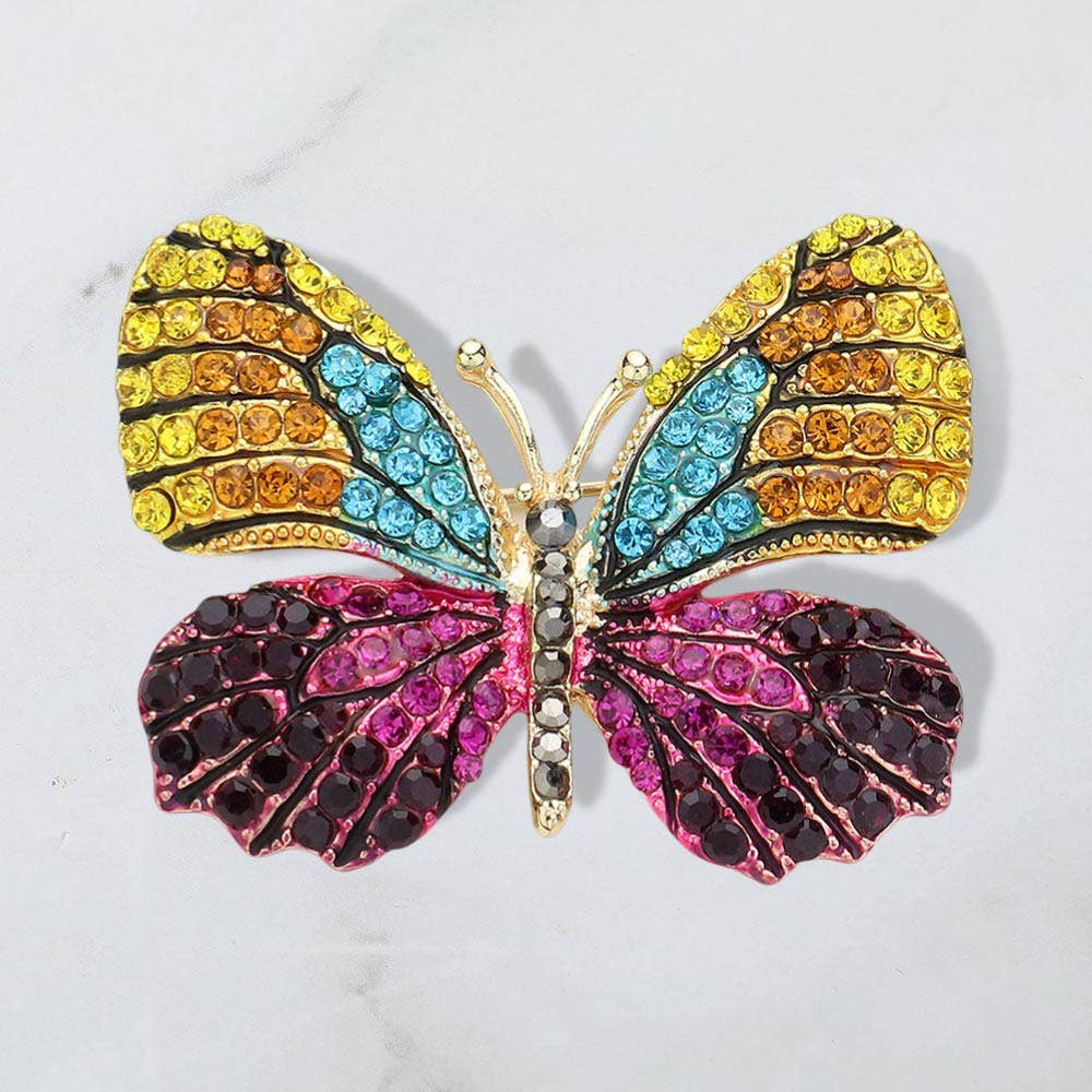 Rhinestone Pave Butterfly Pin Brooch