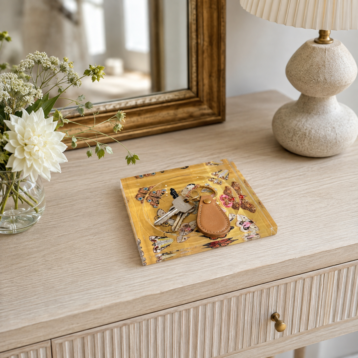 Catchall Lucite Bowl  - Golden Butterfly