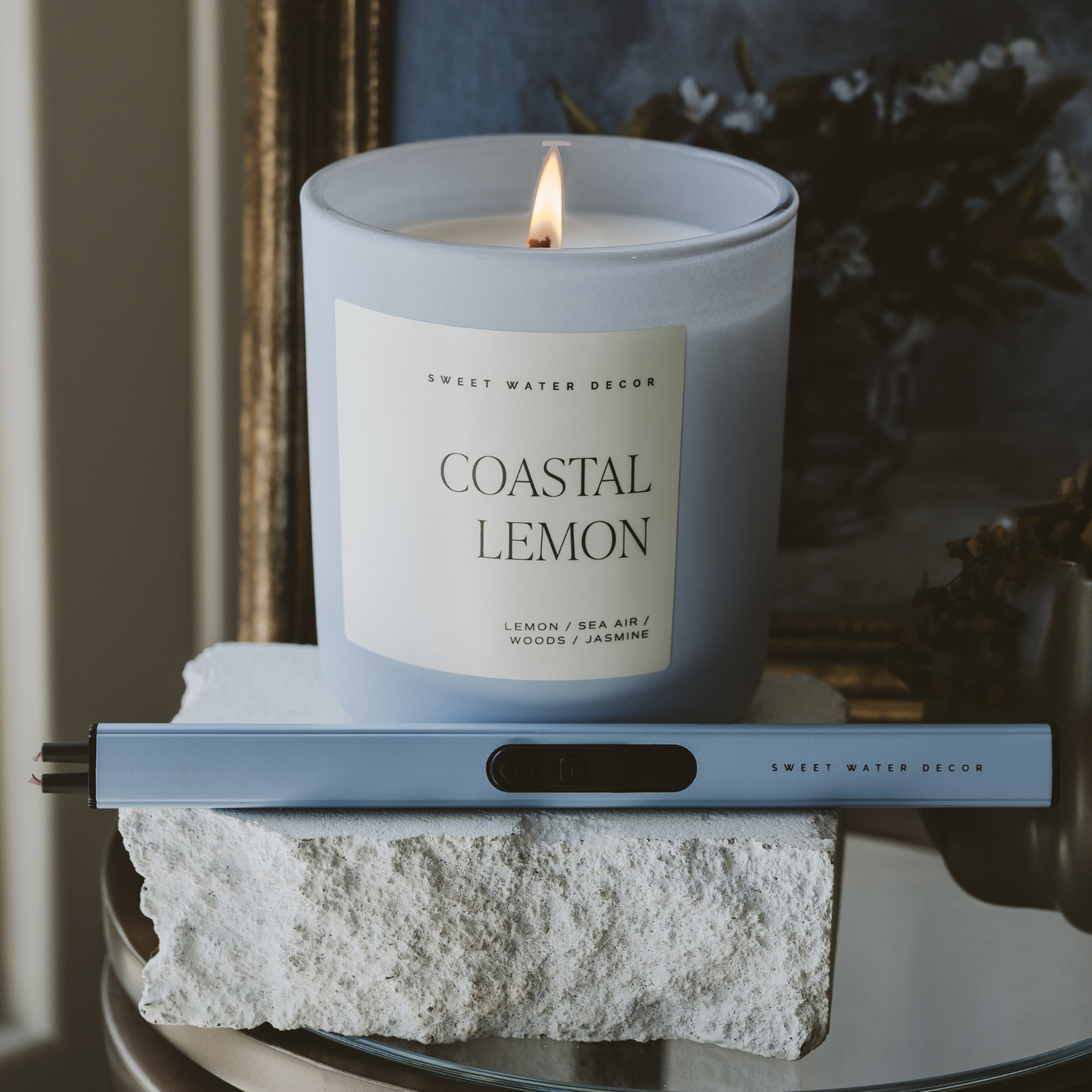 Coastal Lemon 15 oz Soy Candle, Matte Jar