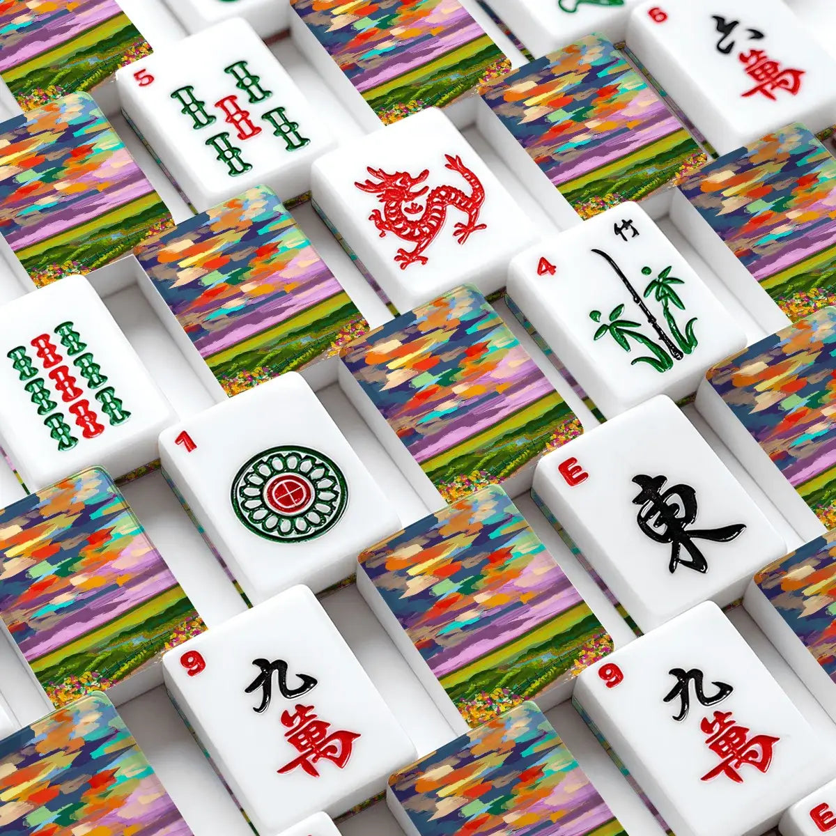 Abstract landscape American Mahjong Tiles