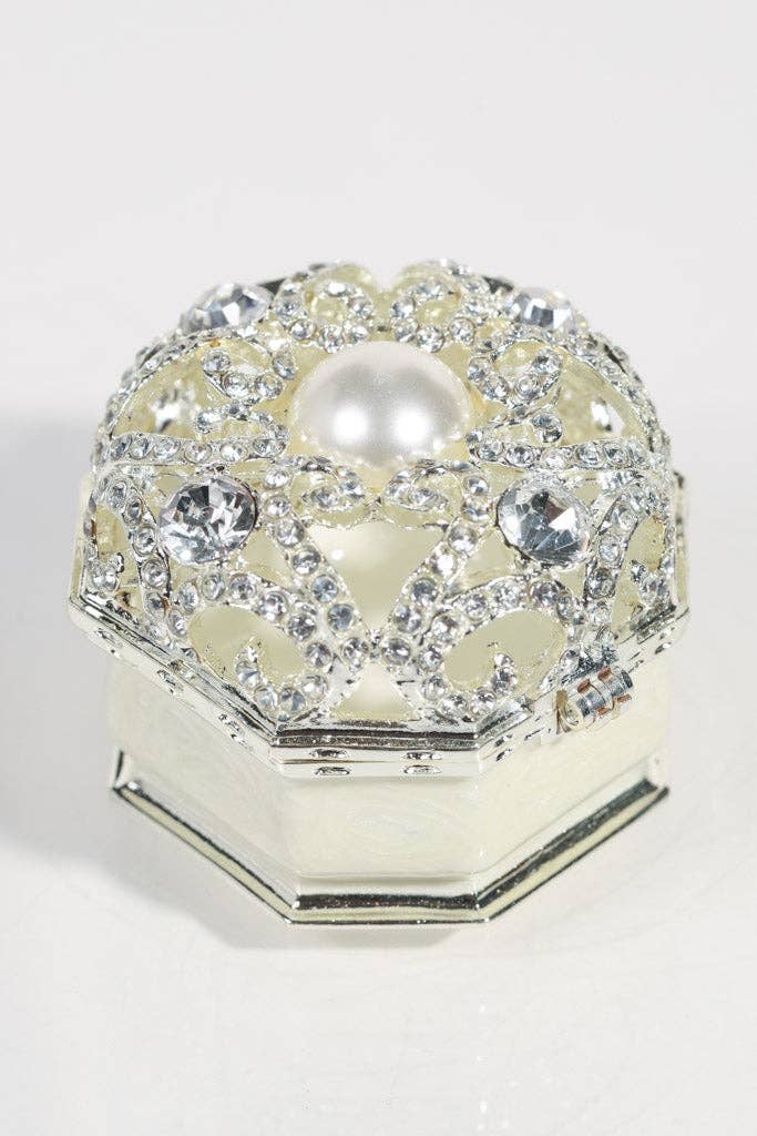 White Crystal Ring Box