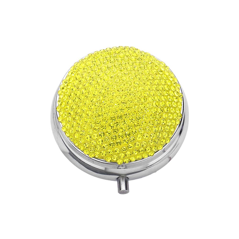 Bling Round Mirror Compact Pill Organizer Case