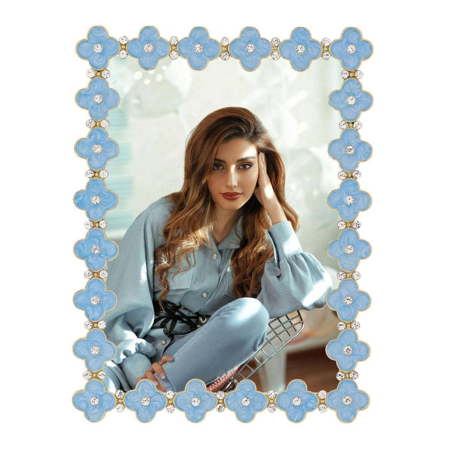 Light Blue Enamel Clover Picture Frame | Photo Frame