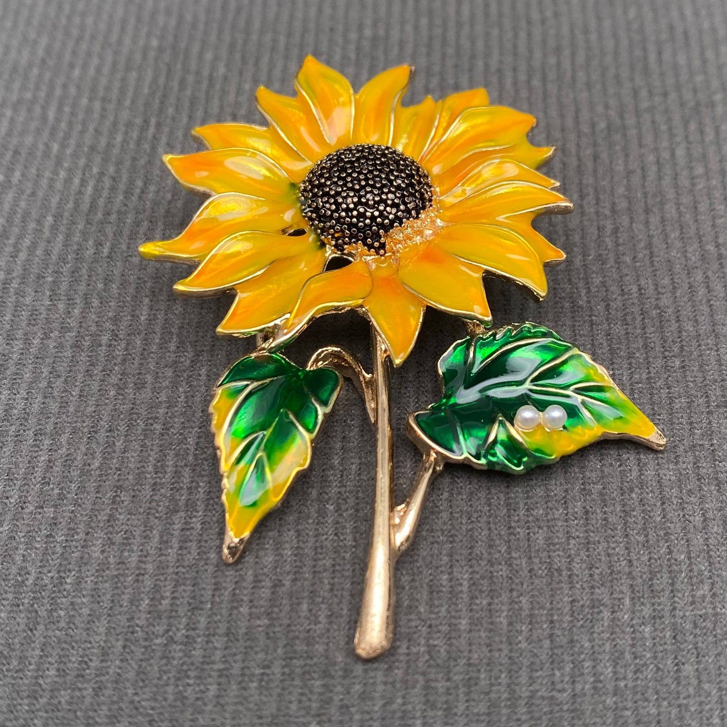 Enamel Sunflower Brooch