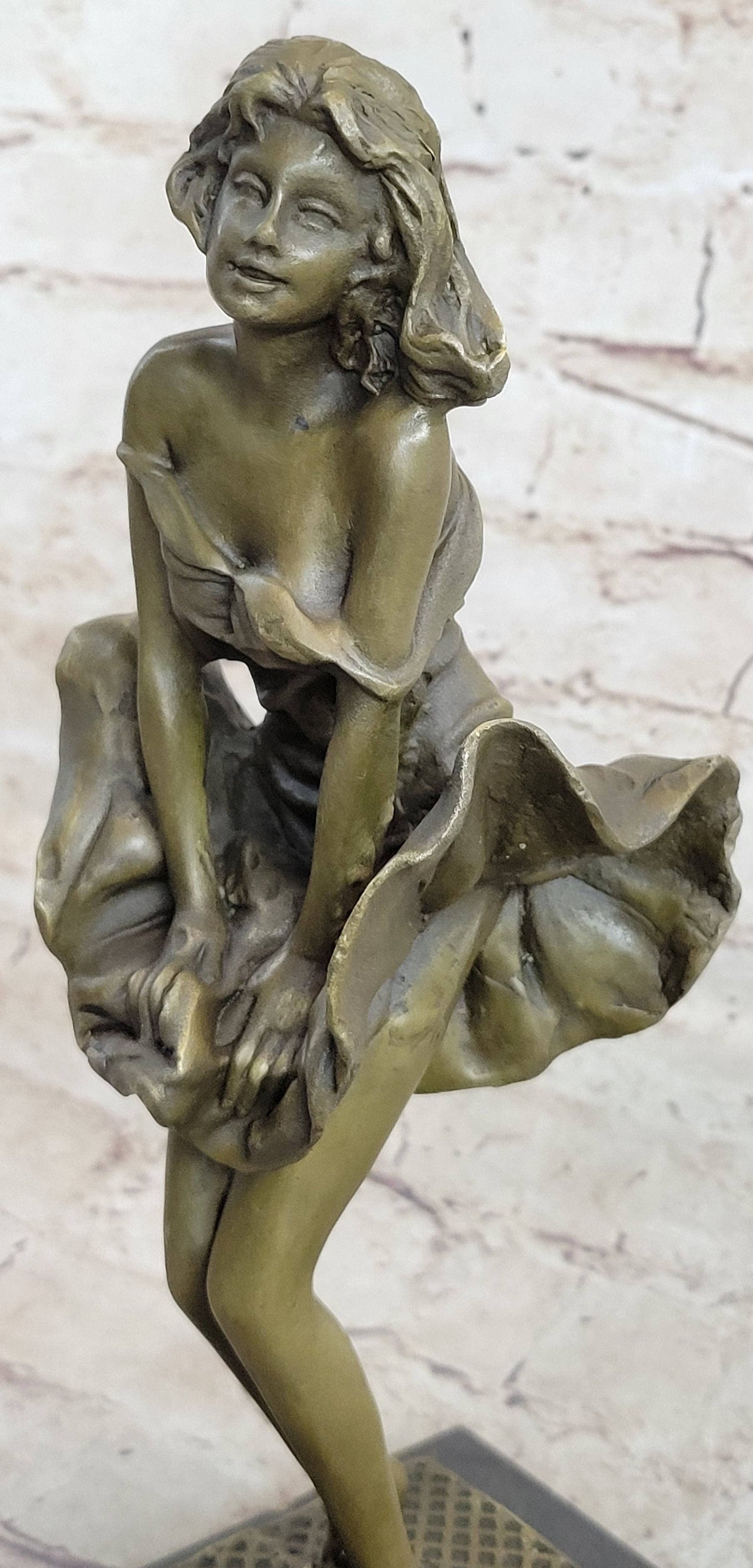 Art Deco Hand Made Original Marylin Monroe Seven Year Itch Solid Bronze Sculpture