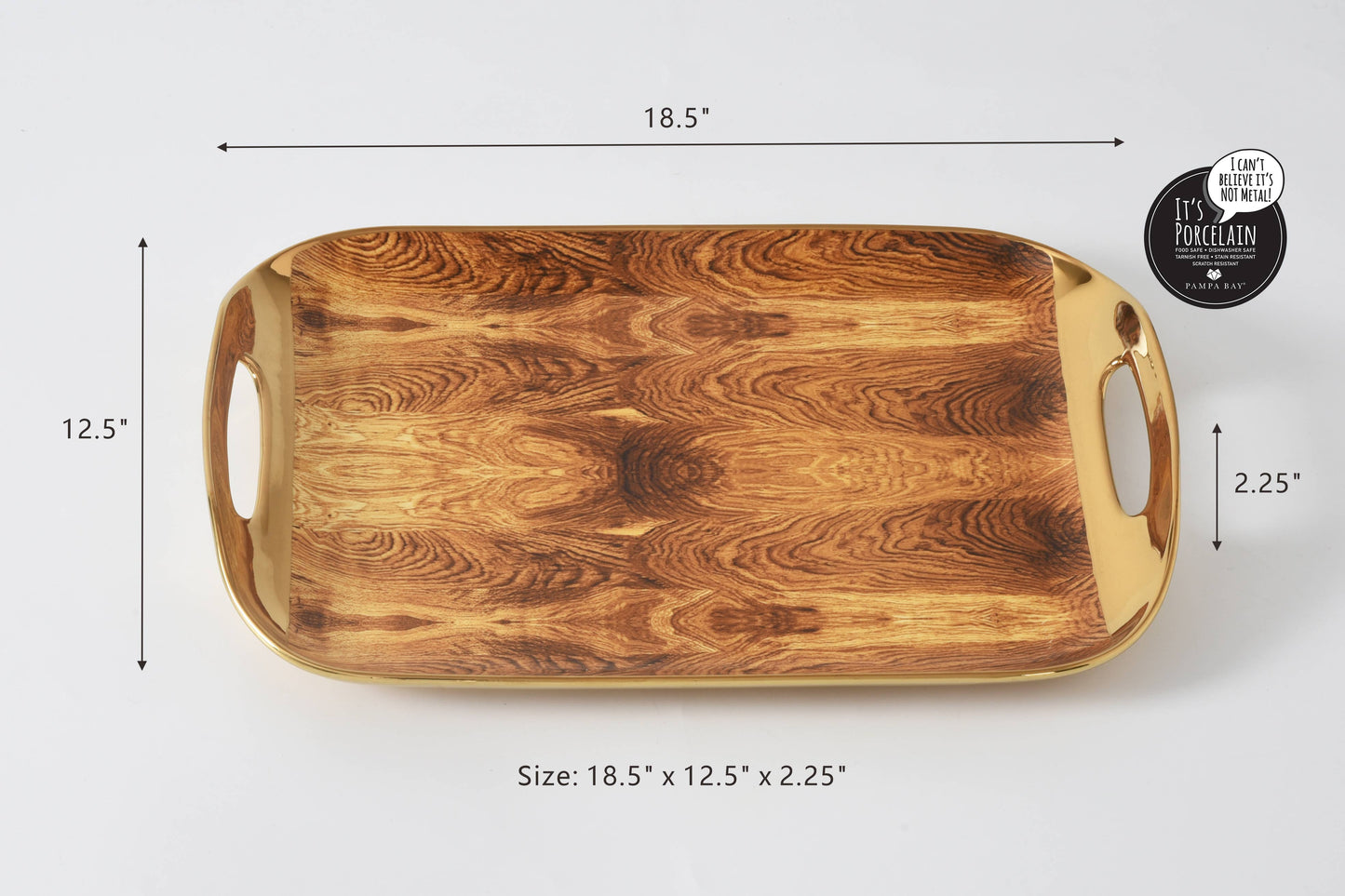 Serving Tray with Handles in Porcelain