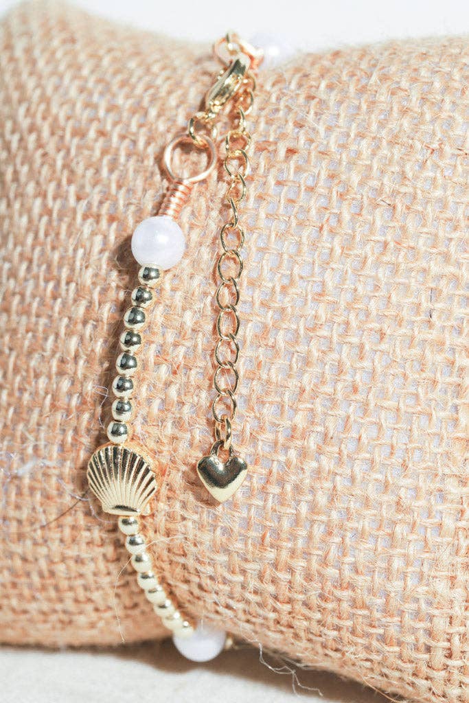 Starfish and Faux Pearls/Gold Beaded Bracelet