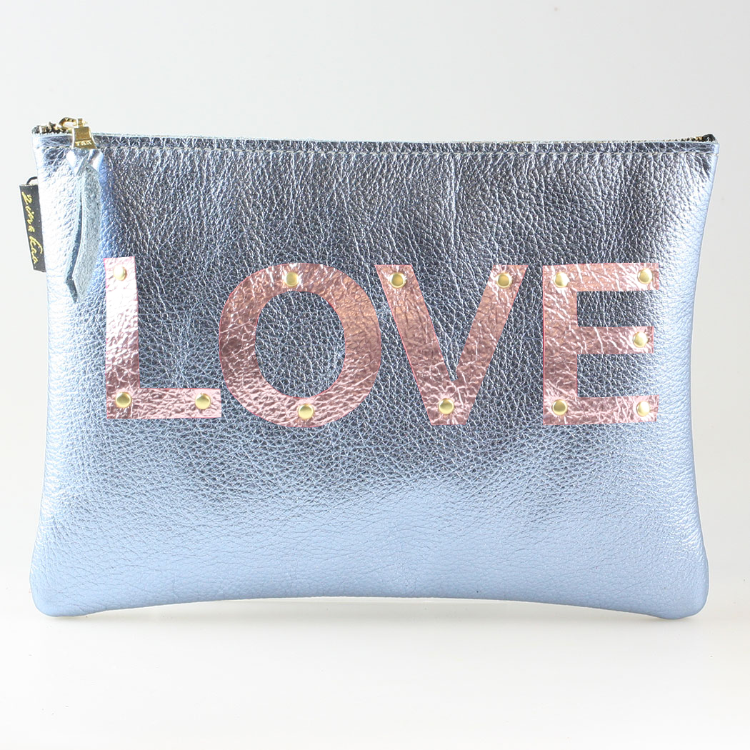 The Love Metallic Appliqué Clutch
