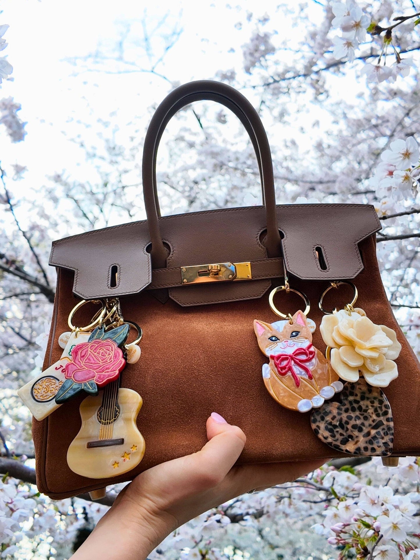 Hand-painted Mahjong Bag Charm + Keychain | Eco-Friendly