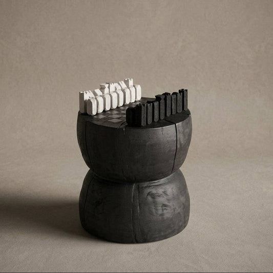 Designer Wood Chess Side Table