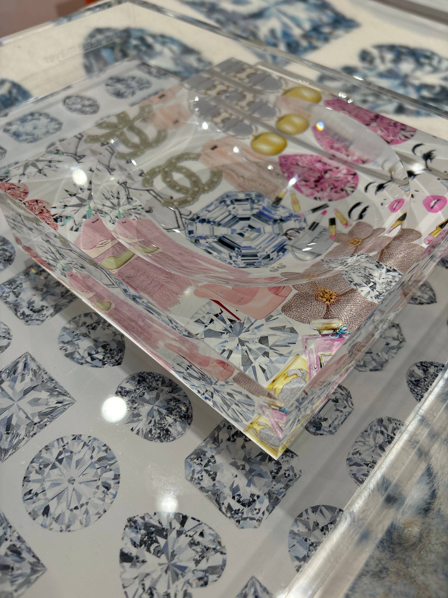 Bougie Women Nuevo Pink White Acrylic Candy Catchall Dish