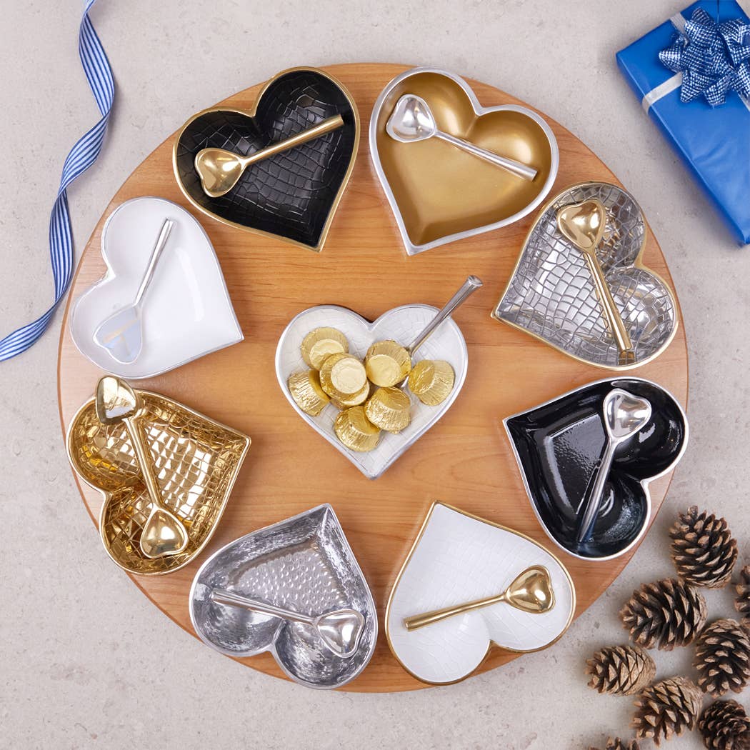 Happy Gold & Silver Croco Heart with Gold Heart Spoon