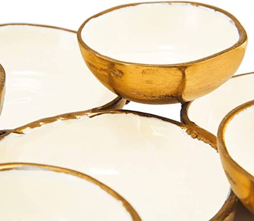Cluster of 9 Round Serving Bowls Decorative Bowls Gold