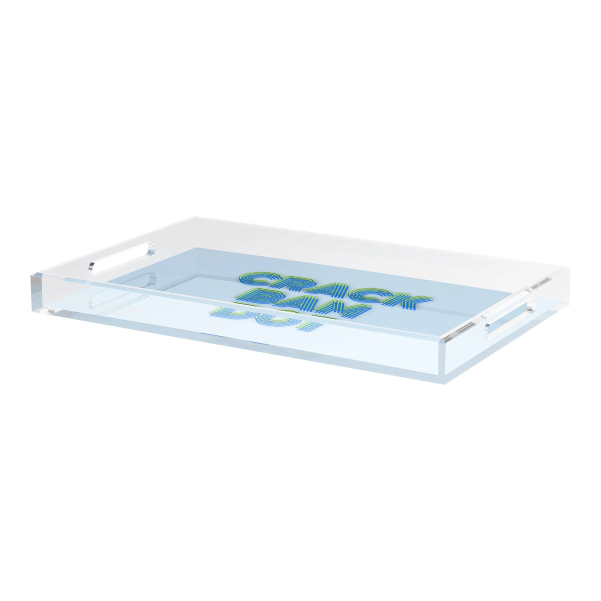Mahjong Crack Bam Dot Blues Celery Acrylic Rectangle Decorative Tray