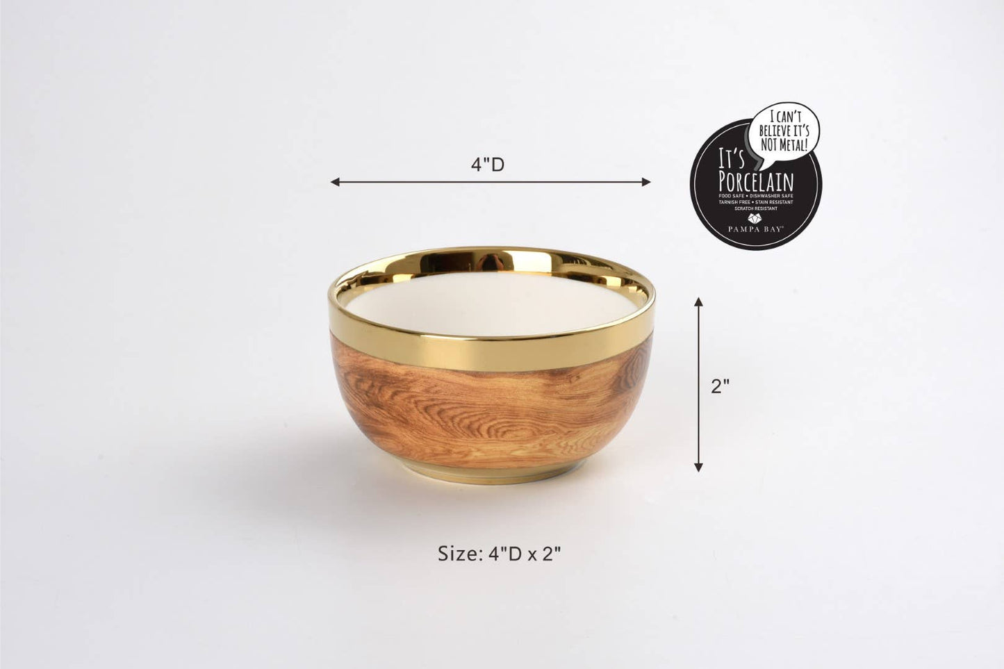 Rustic Wood Deign Snack Bowl in Porcelain
