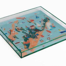 Acrylic Square Map Tray – Hamptons