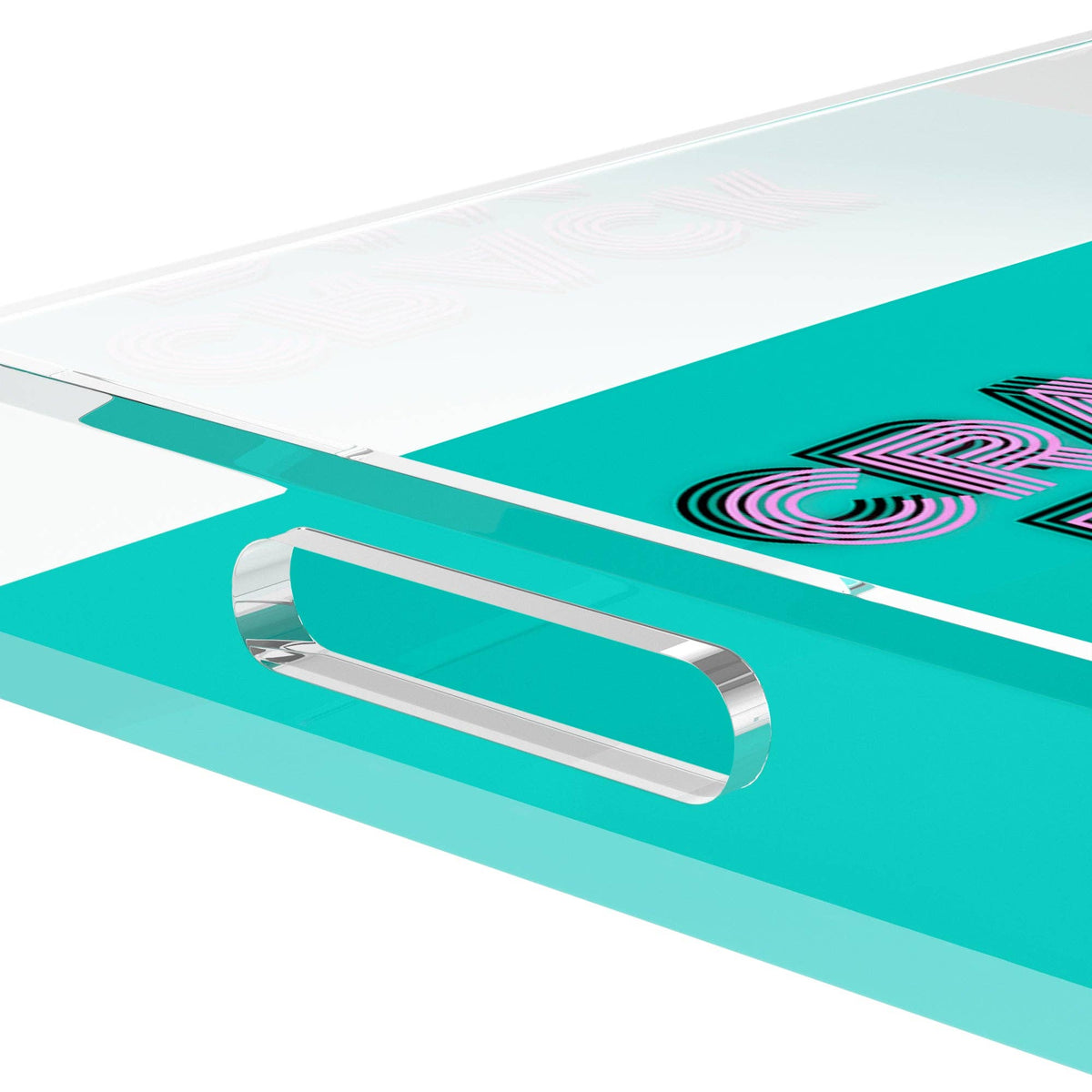 Mahjong Crack Bam Dot Acqua Pink Acrylic Rectangle Decorative Tray