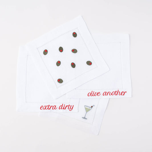 Martini Linen Cocktail Napkins – Set of 4