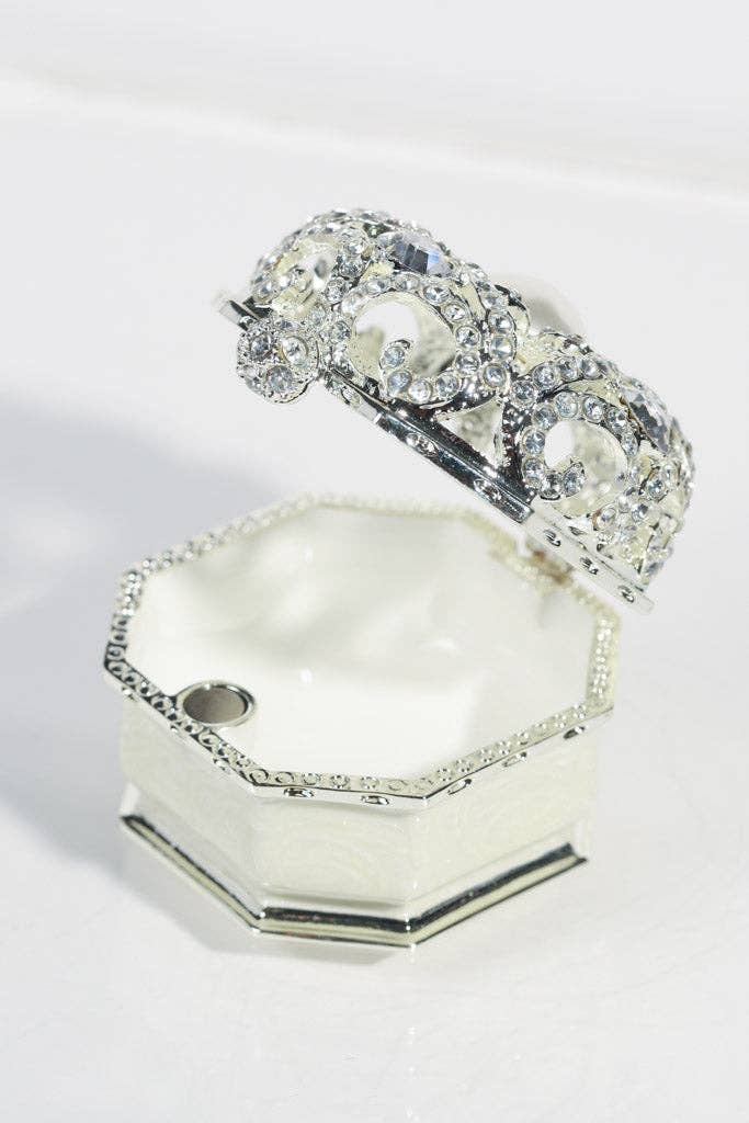 White Crystal Ring Box