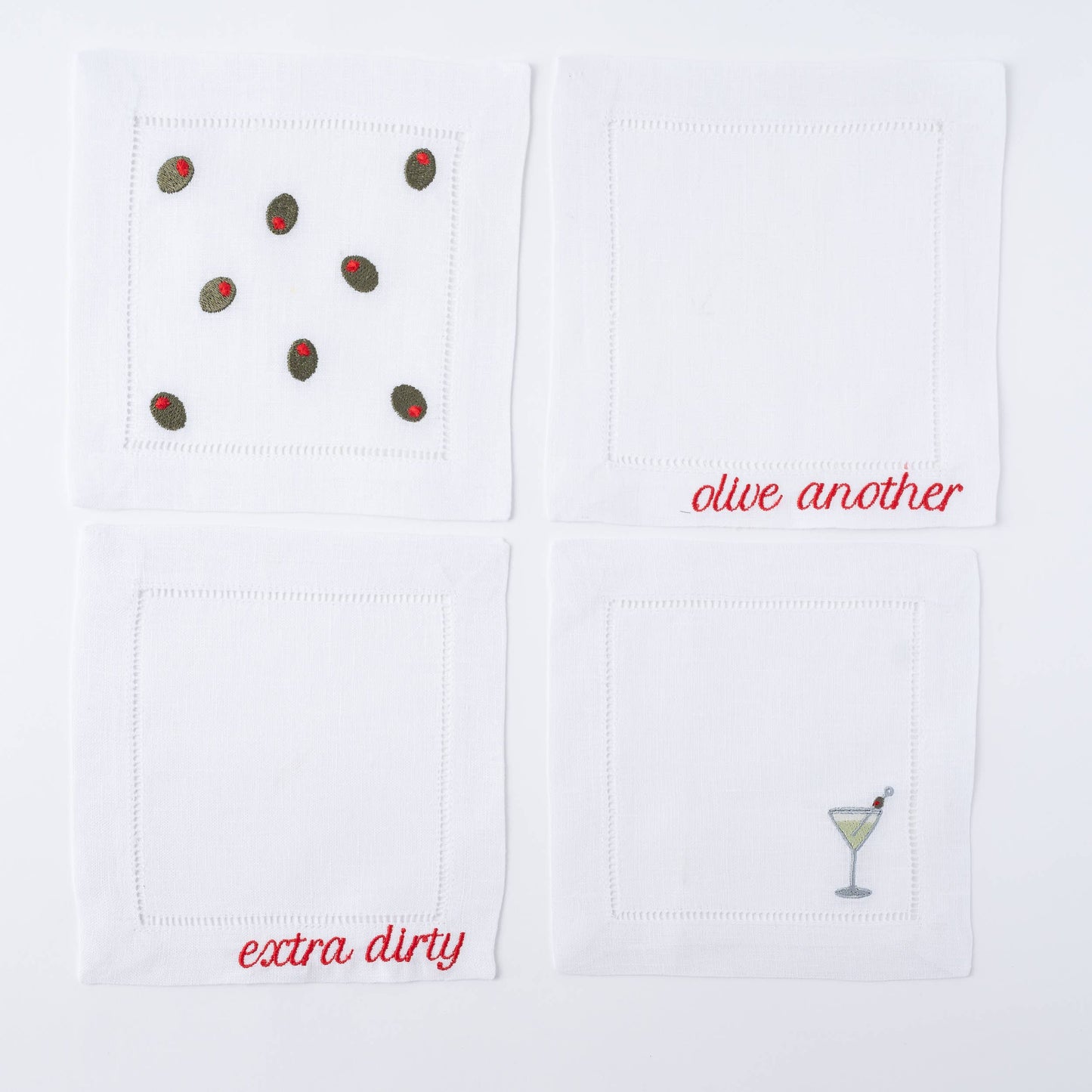 Martini Linen Cocktail Napkins – Set of 4