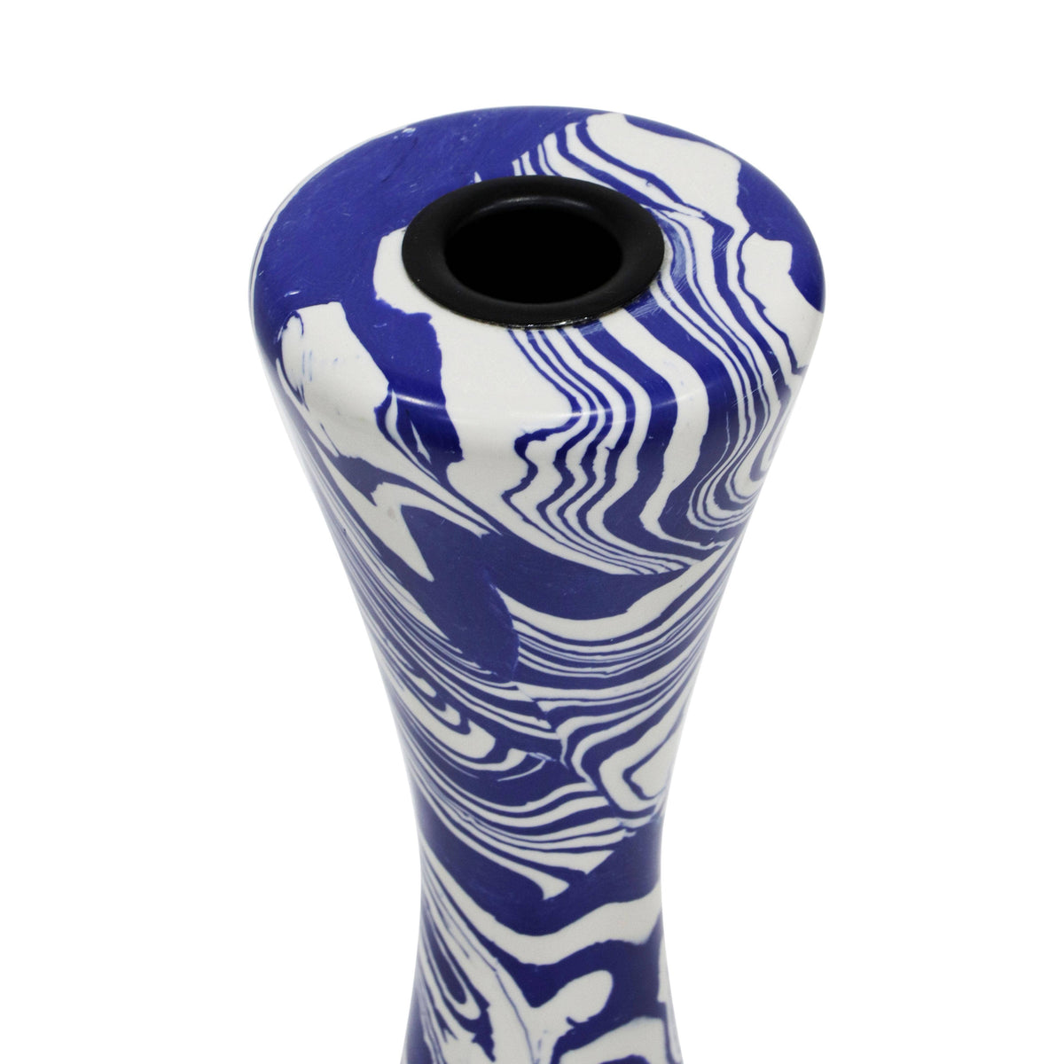 Lapis Blue & White Swirl Resin Candlesticks (Pair)
