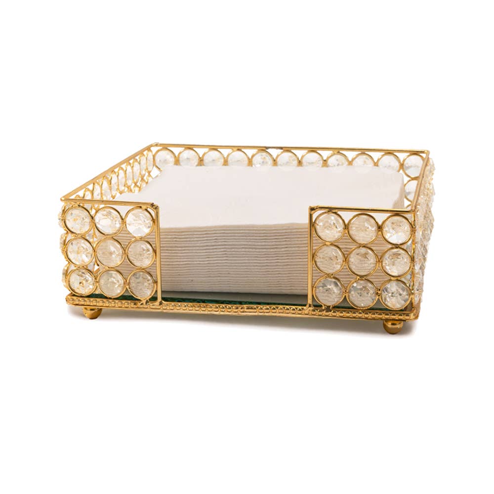 Gold Cristal Square Napkin Holder