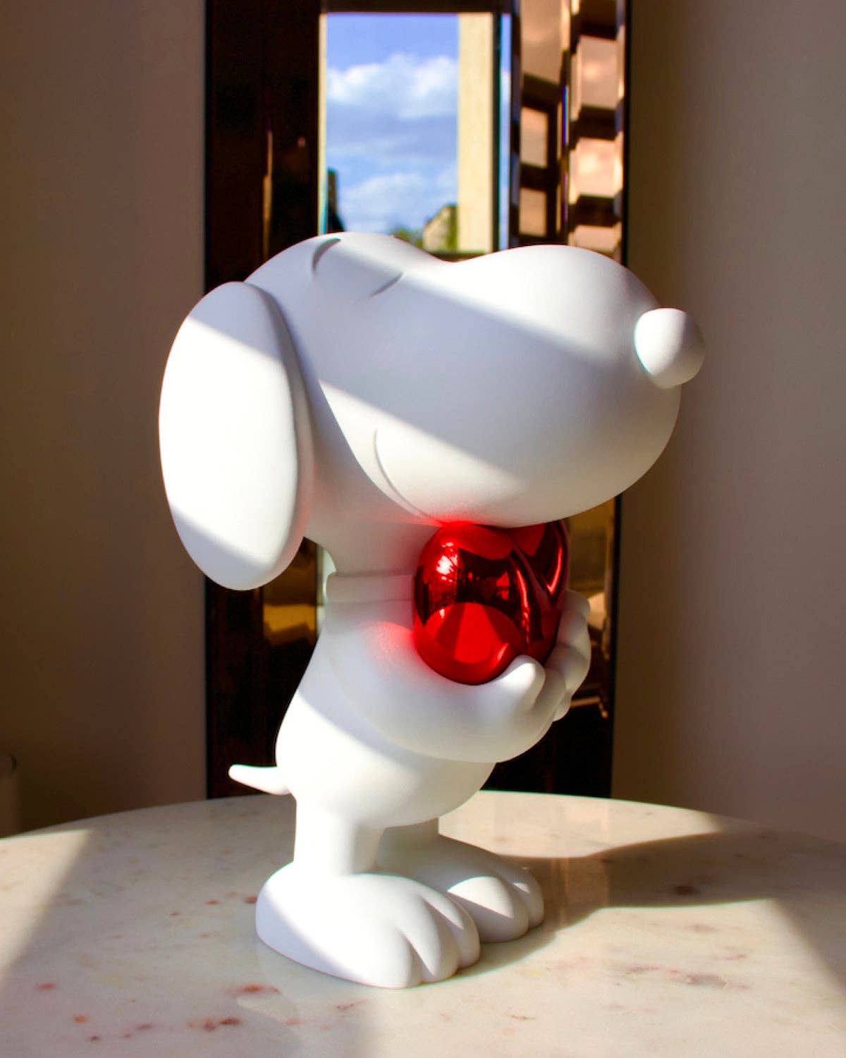 Snoopy Heart White & Red Metallic Heart