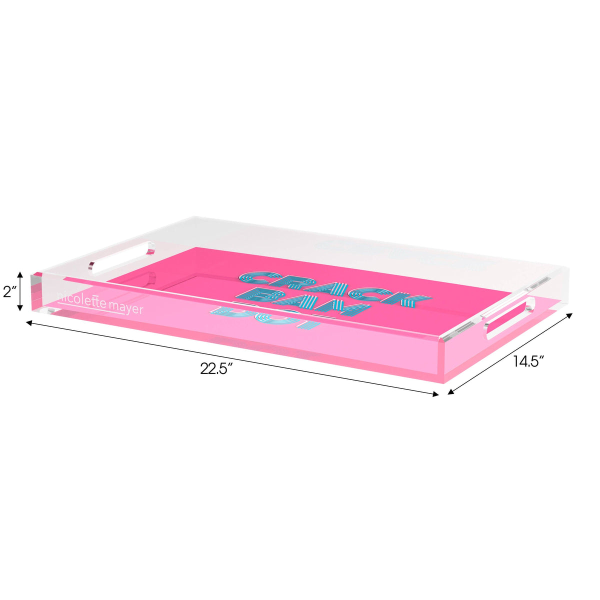Mahjong Crack Bam Dot Hybiscus Powder Acrylic Rectangle Decorative Tray