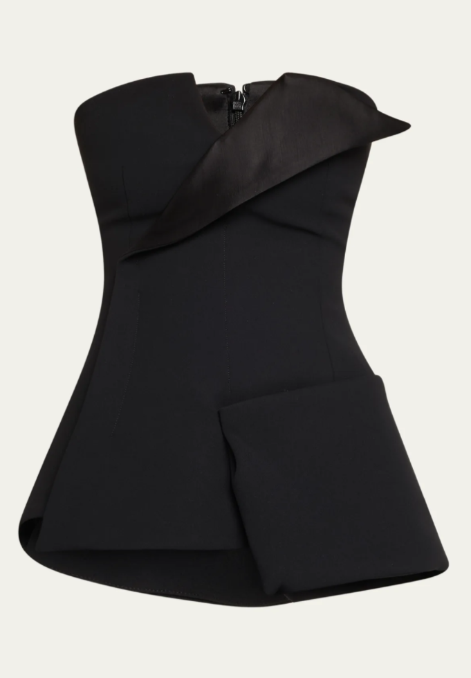 Corseted Tuxedo Top in Black by A.W.A.K.E. MODE