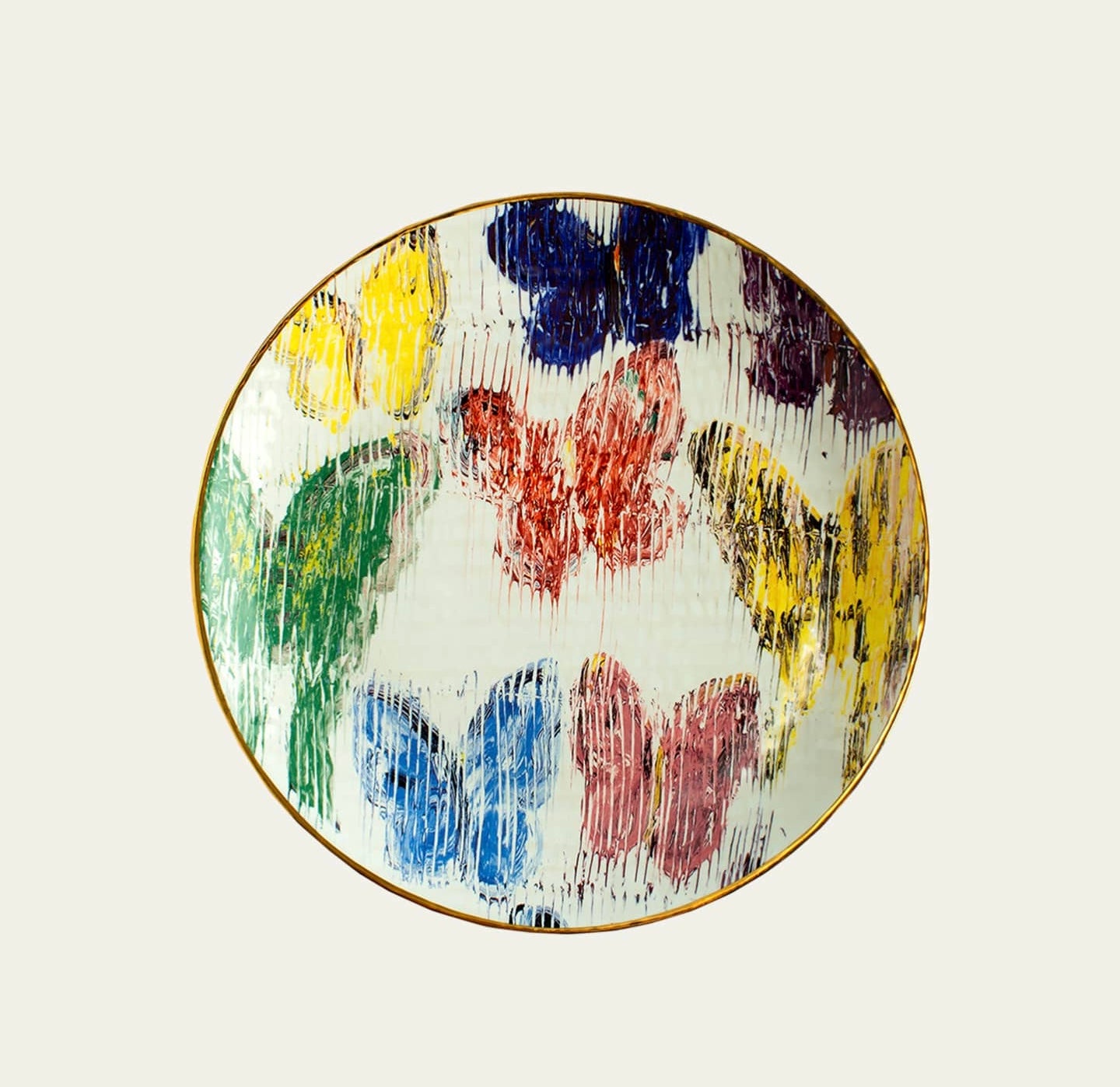 Hunt Slonem Butterfly Salad Plate with Gold Rim