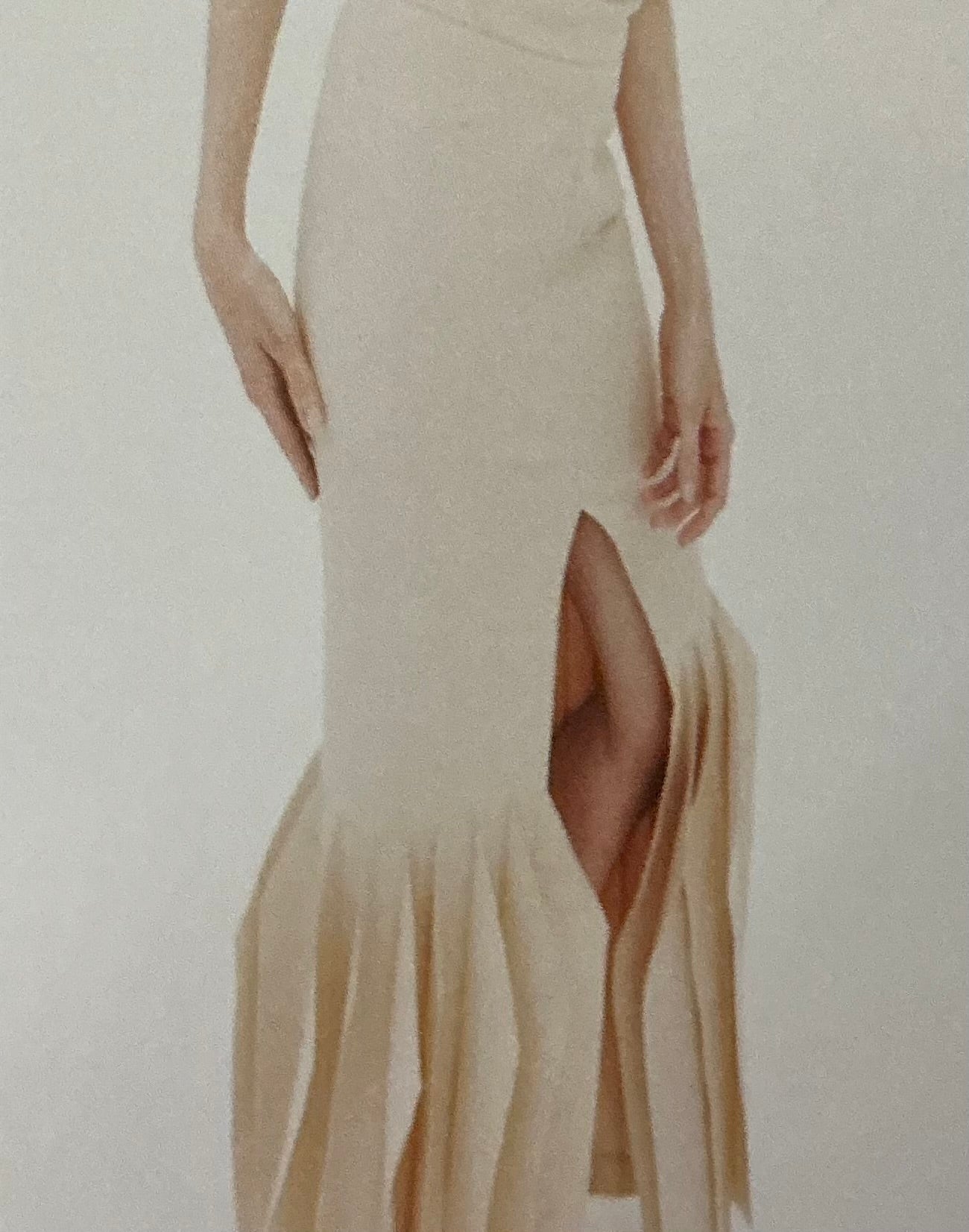 Heavy Crepe Long Length Skirt with Panels