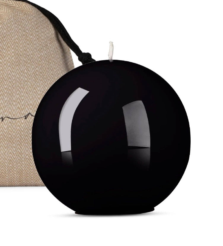 Hand Painted High Gloss Candle Sphere (Black)