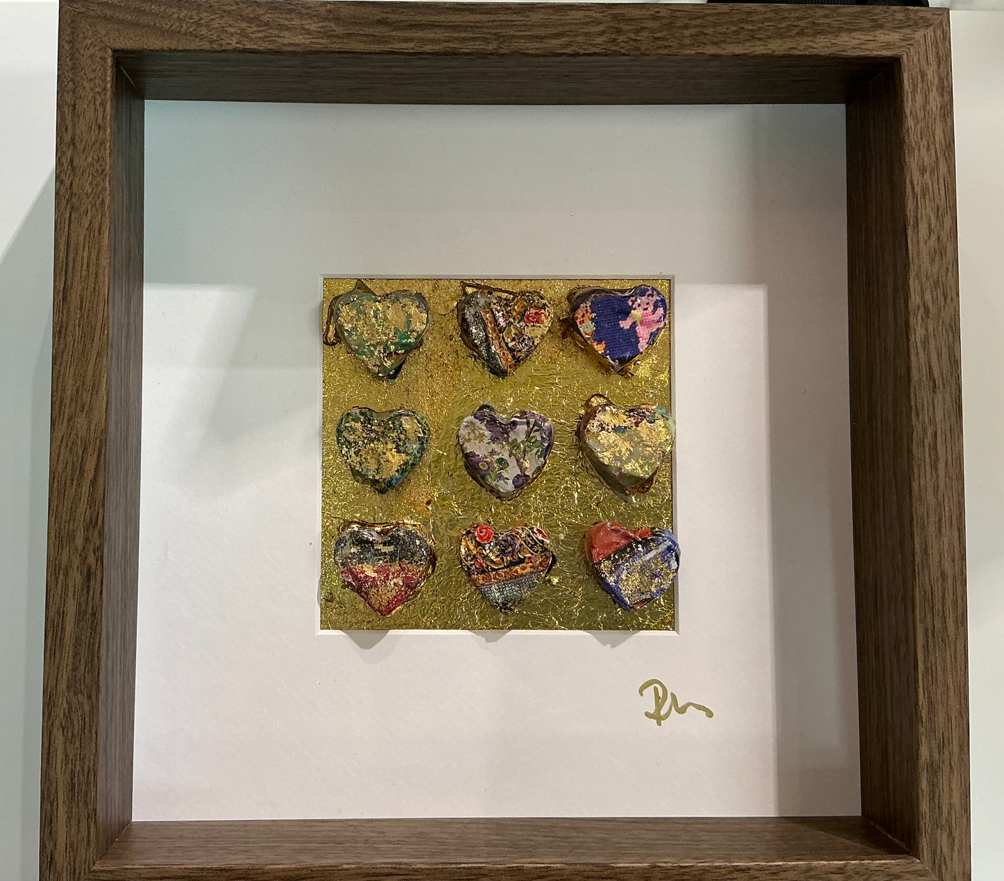 Hearts Shadow Box (Multicolored) in Wood Frame