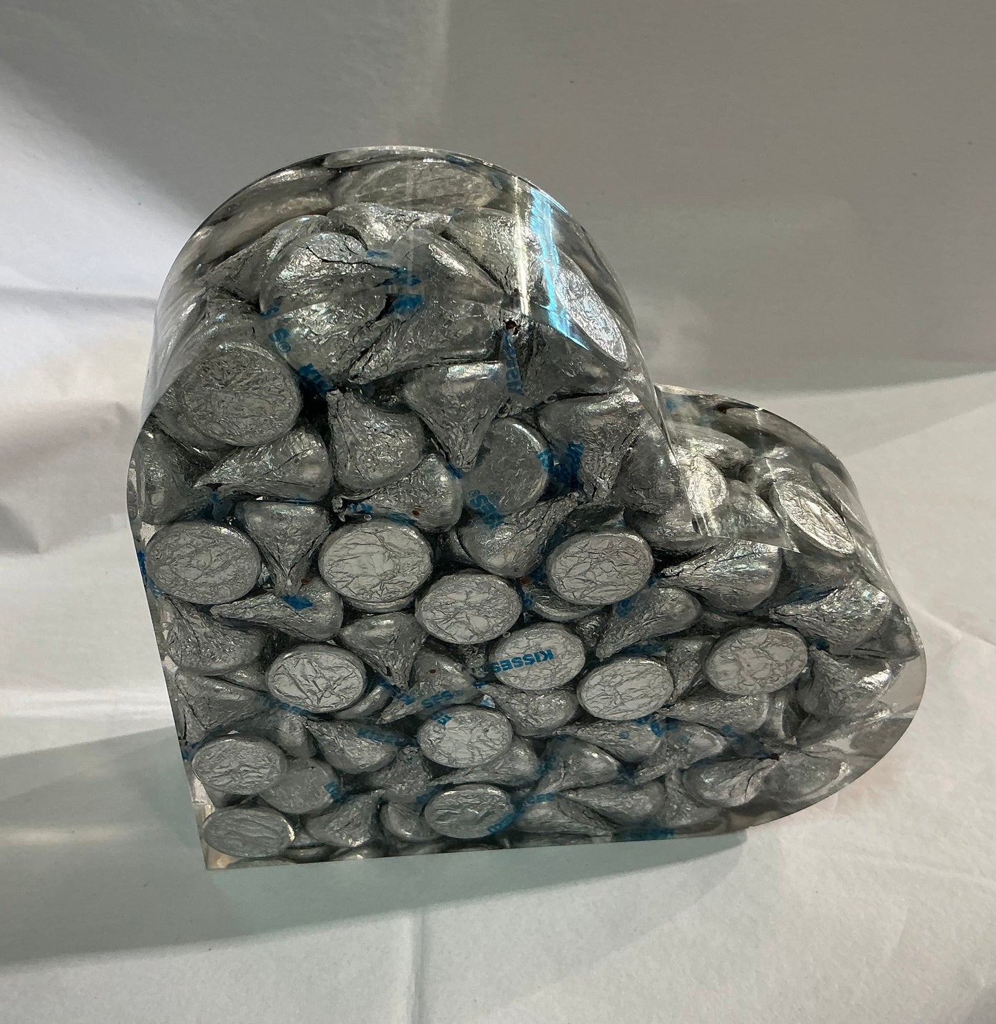 Handmade One-of-a-Kind Resin Heart Sculpture with Real Candy