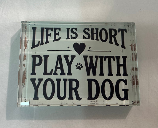Glass Block Vibe- Life is Short, Play with Your Dog *Exclusive to Code Blue*