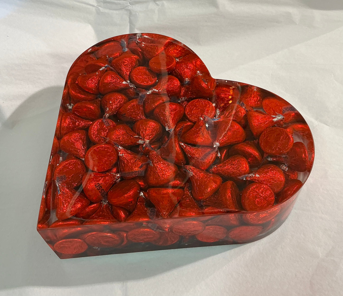 Handmade One-of-a-Kind Resin Heart Sculpture with Real Candy