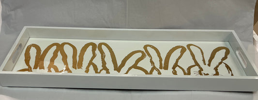 Hunt Slonem Bunny Conga Tray, (White w/Gold, Cobalt w/White, Black w/Gold)