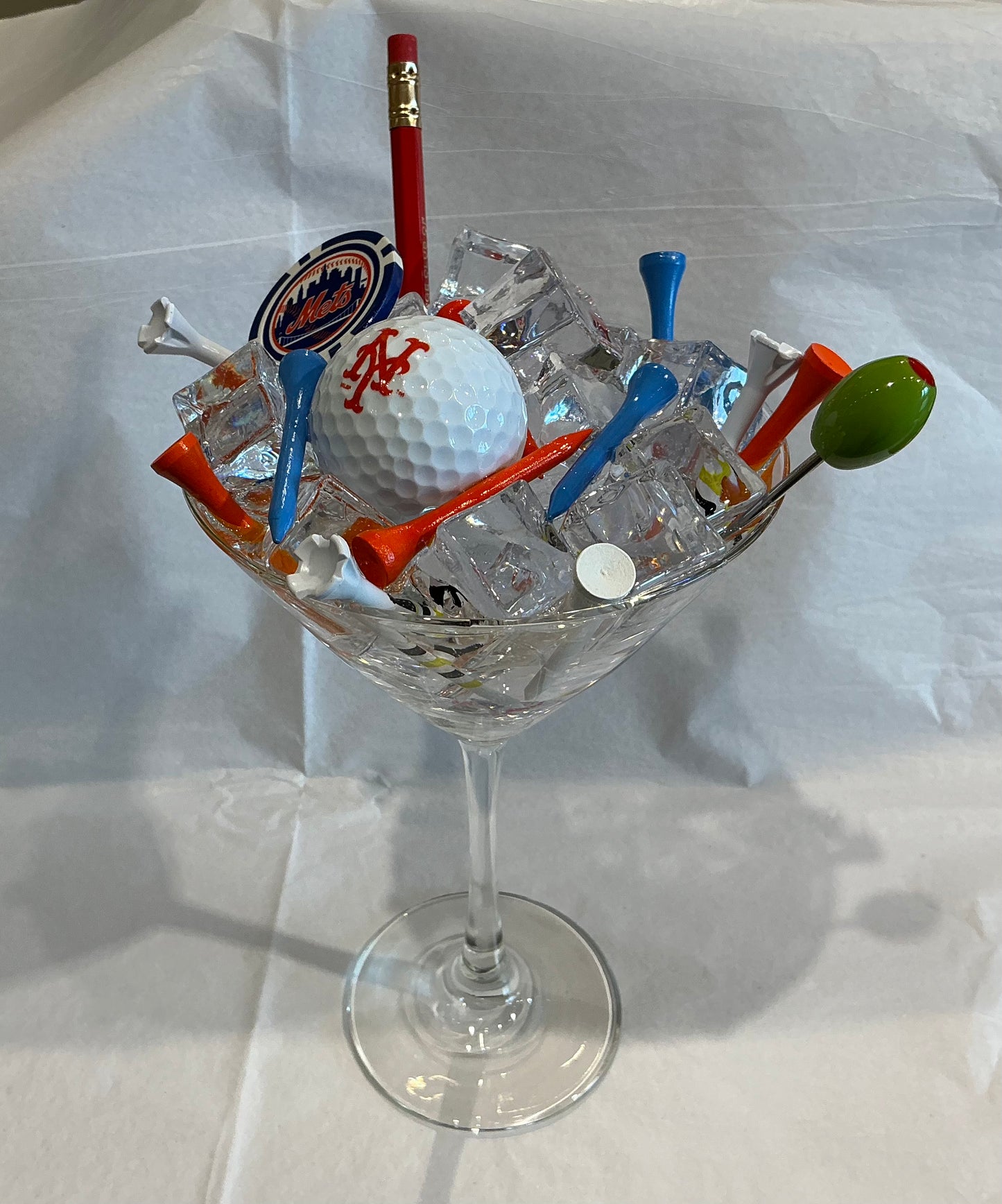 Martini Glass with Sports Items in Resin (Handmade by one of our Artists)