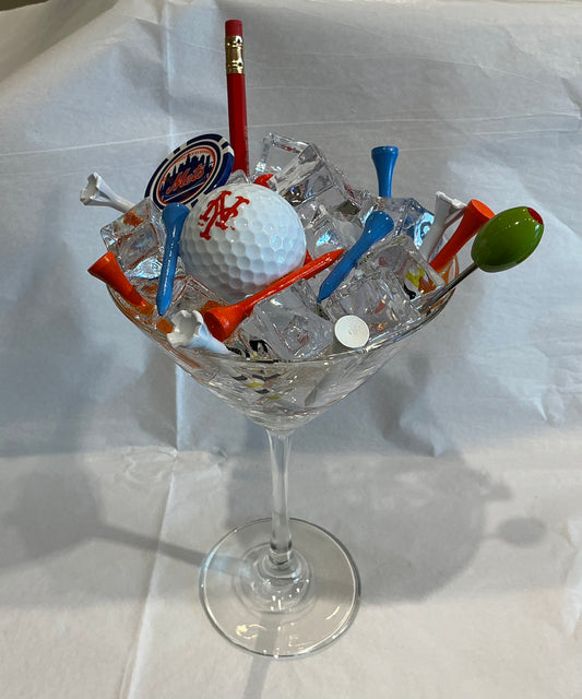 Martini Glass with Sports Items in Resin (Handmade by one of our Artists)
