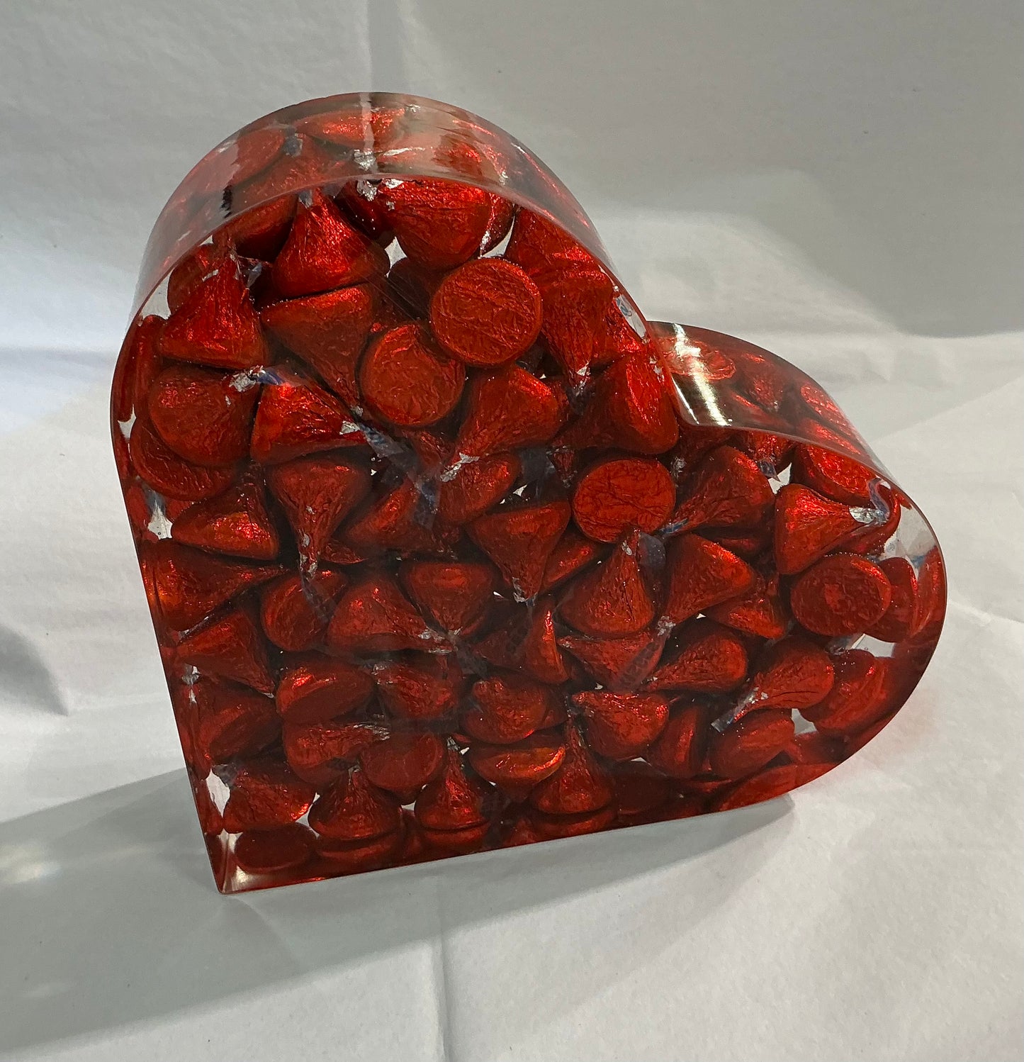 Handmade One-of-a-Kind Resin Heart Sculpture with Real Candy