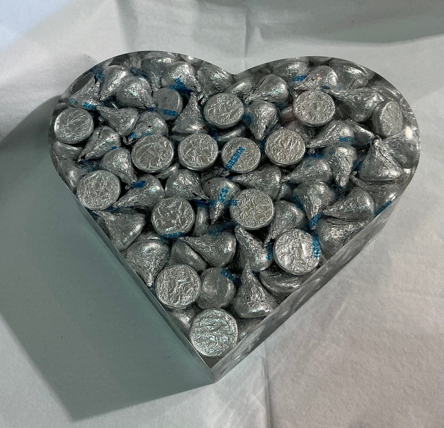 Handmade One-of-a-Kind Resin Heart Sculpture with Real Candy