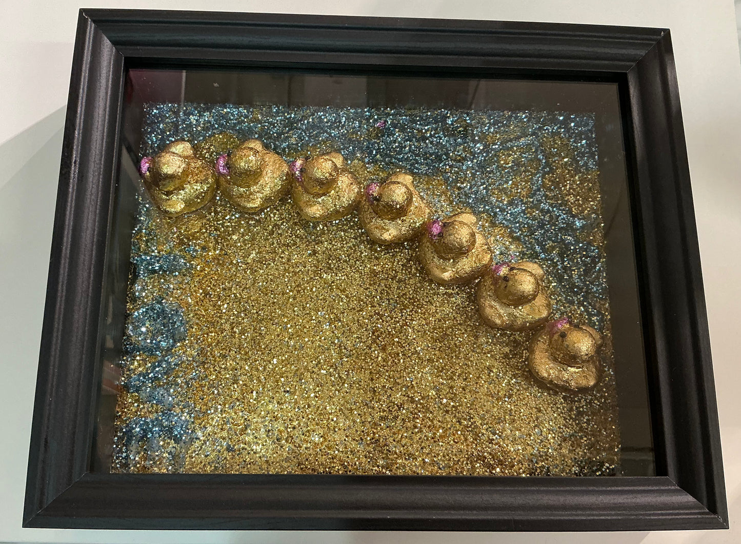 Blue Ocean Ducklings Shadow Box (Gold/Pink/Blue)