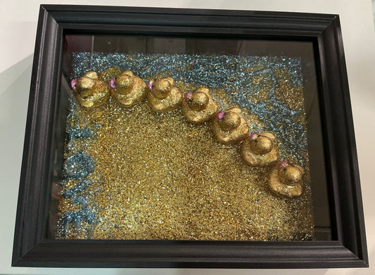 Blue Ocean Ducklings Shadow Box (Gold/Pink/Blue)