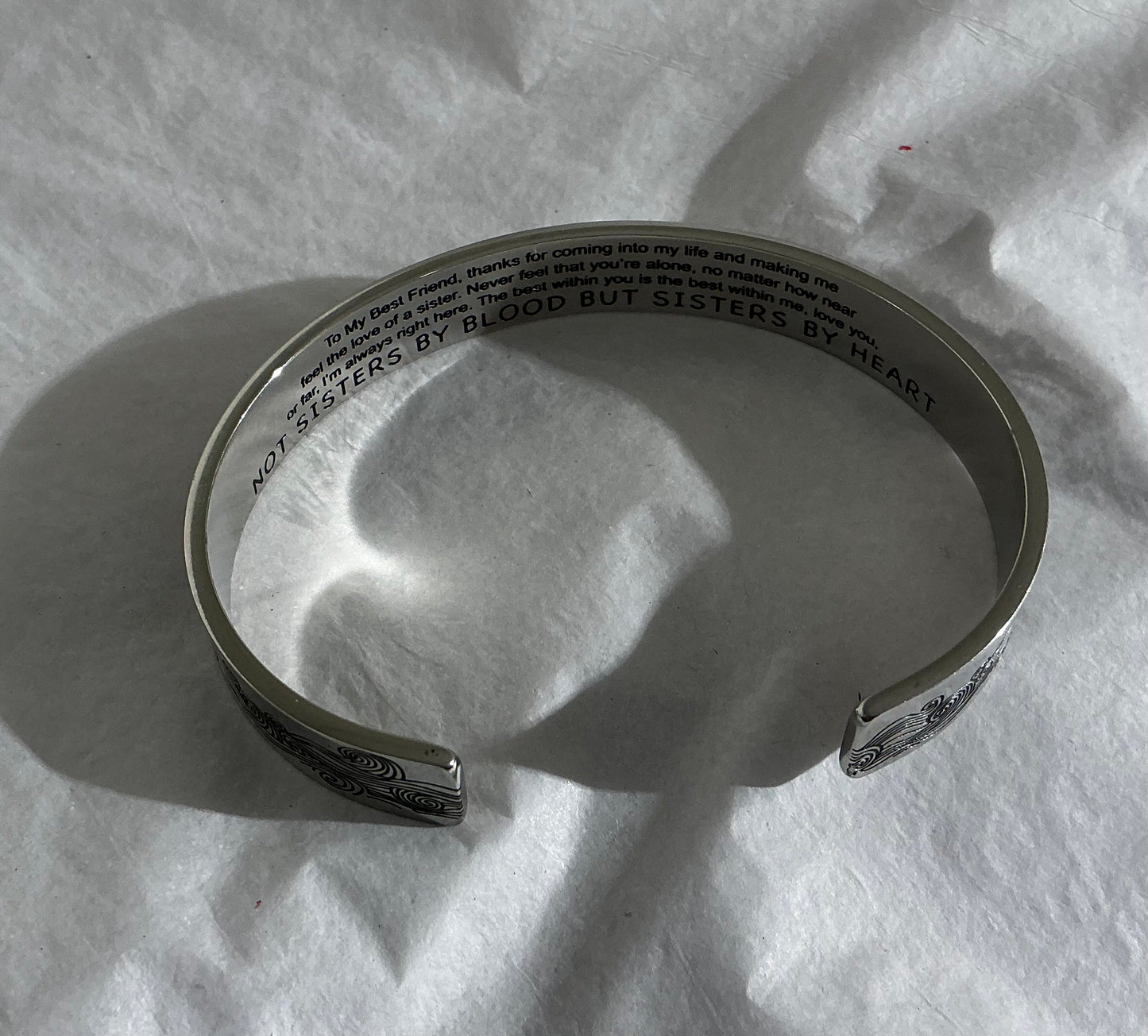Not Sisters by Blood But Sisters by Heart Cuff Bangle Bracelet