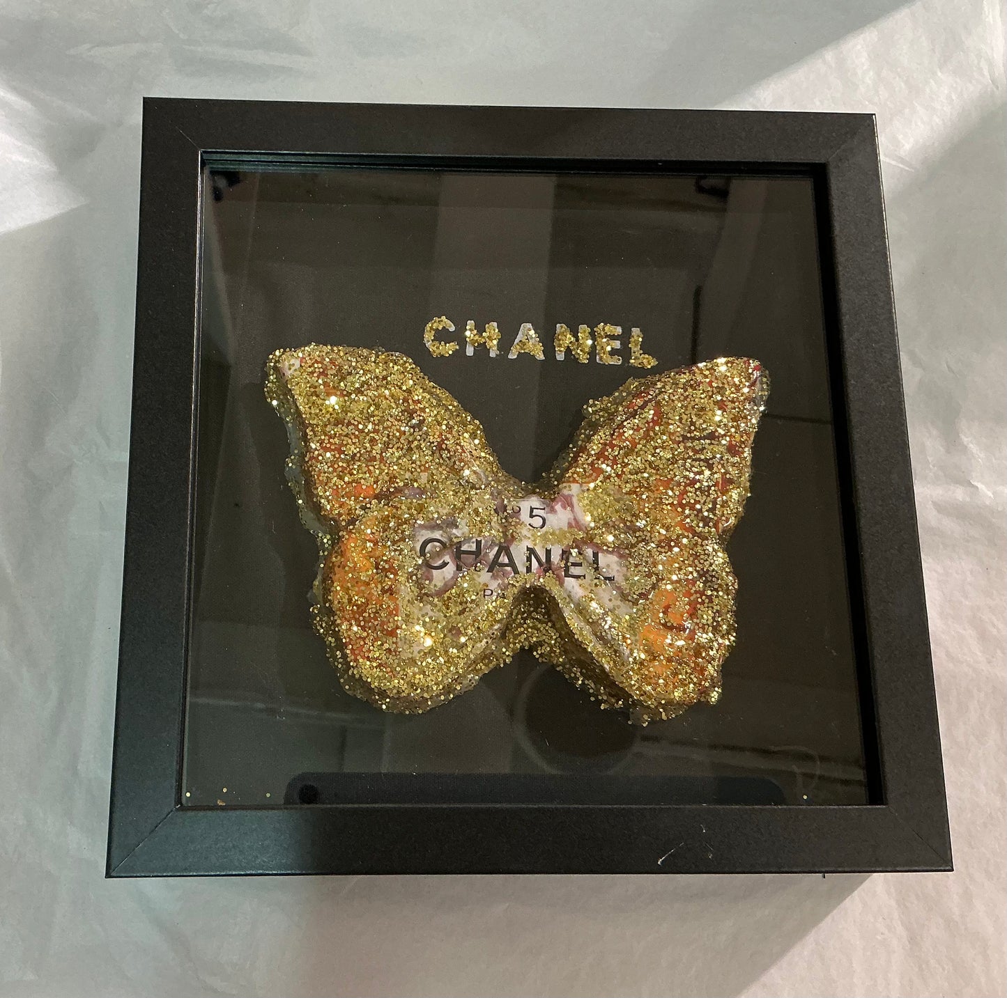 Butterfly Shadow Box (Gold/Black)