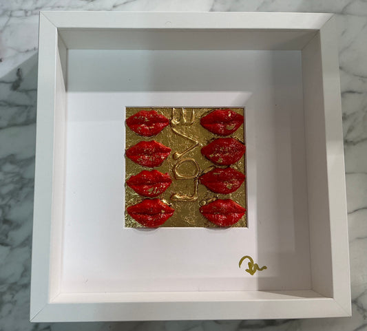 Lips/Love Shadow Box in White Frame